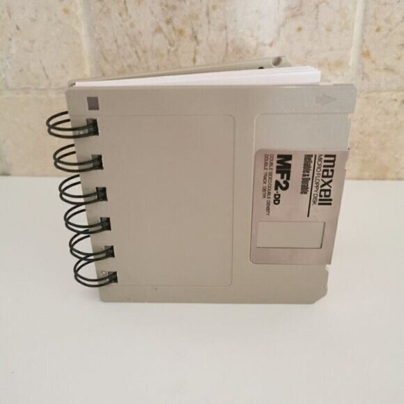 Upcycled Floppy Disk Notebook, Guy Gift for Dad Graph Paper Vintage 90s Computer - Picture 3 of 6